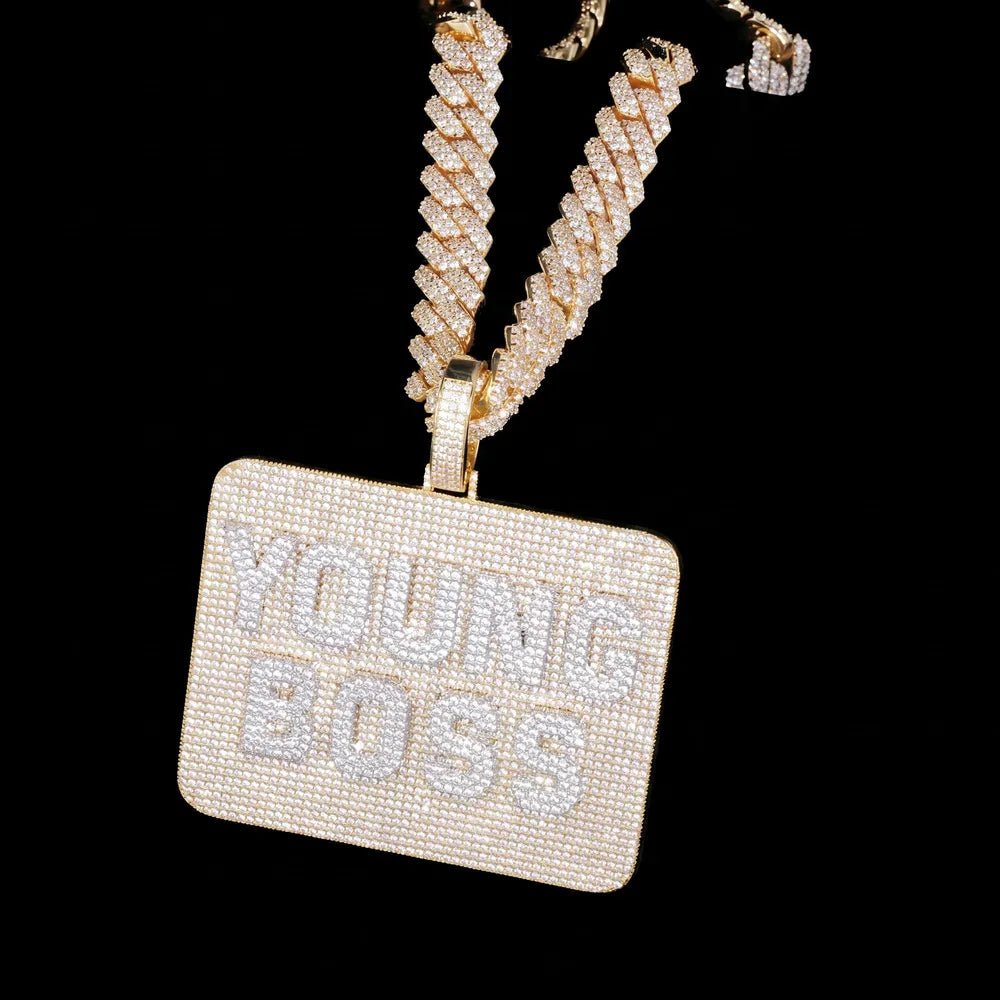 Custom Diamond - Set 3D Letter Rectangular Pendant – 80mm - TONGSHOP / Length:16 / Length:18