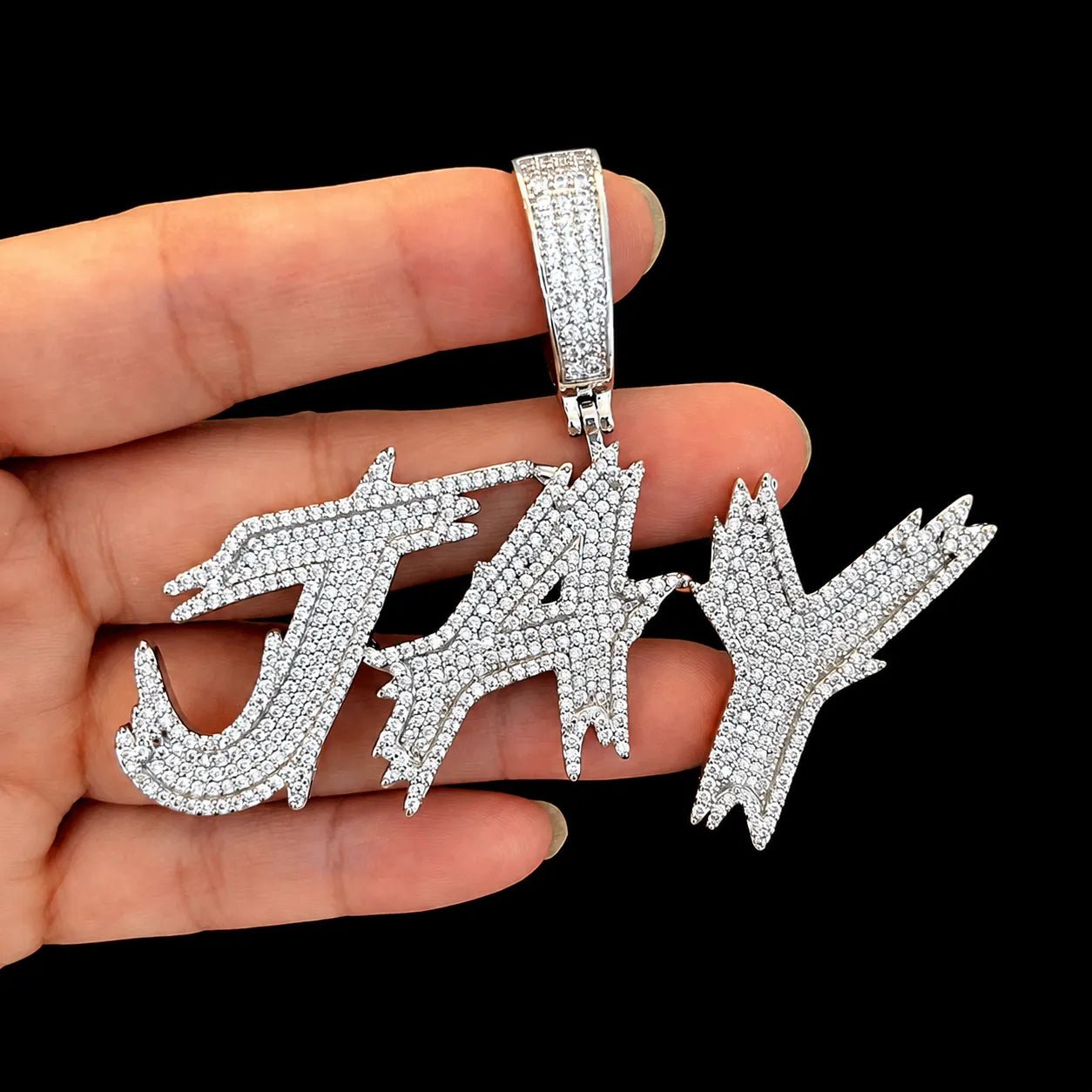 Custom Diamond - Set Spiked Letter Pendant - TONGSHOP / Length:16 / Length:18