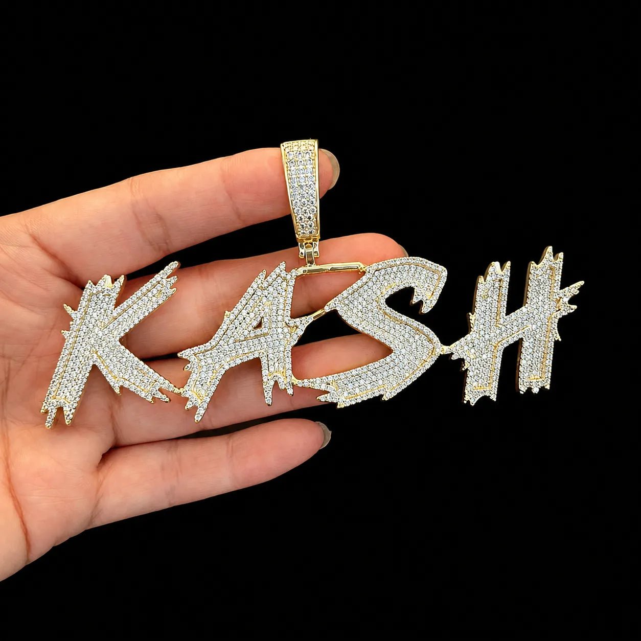 Custom Diamond - Set Spiked Letter Pendant - TONGSHOP / Length:16 / Length:18