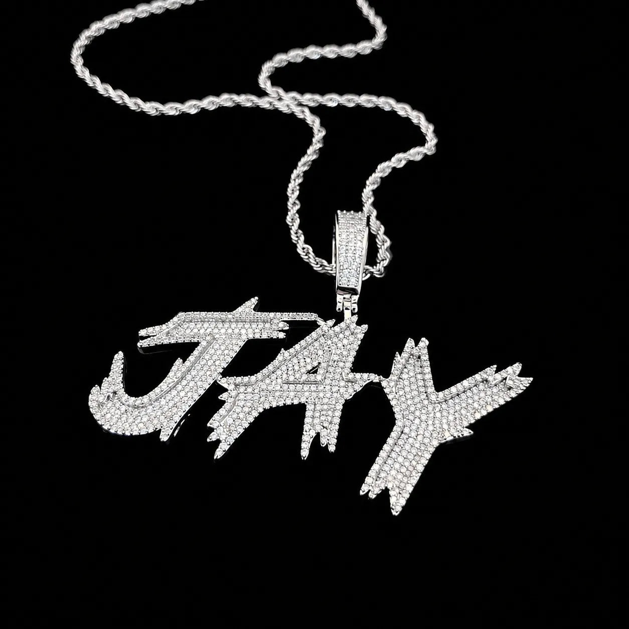Custom Diamond - Set Spiked Letter Pendant - TONGSHOP / Length:16 / Length:18