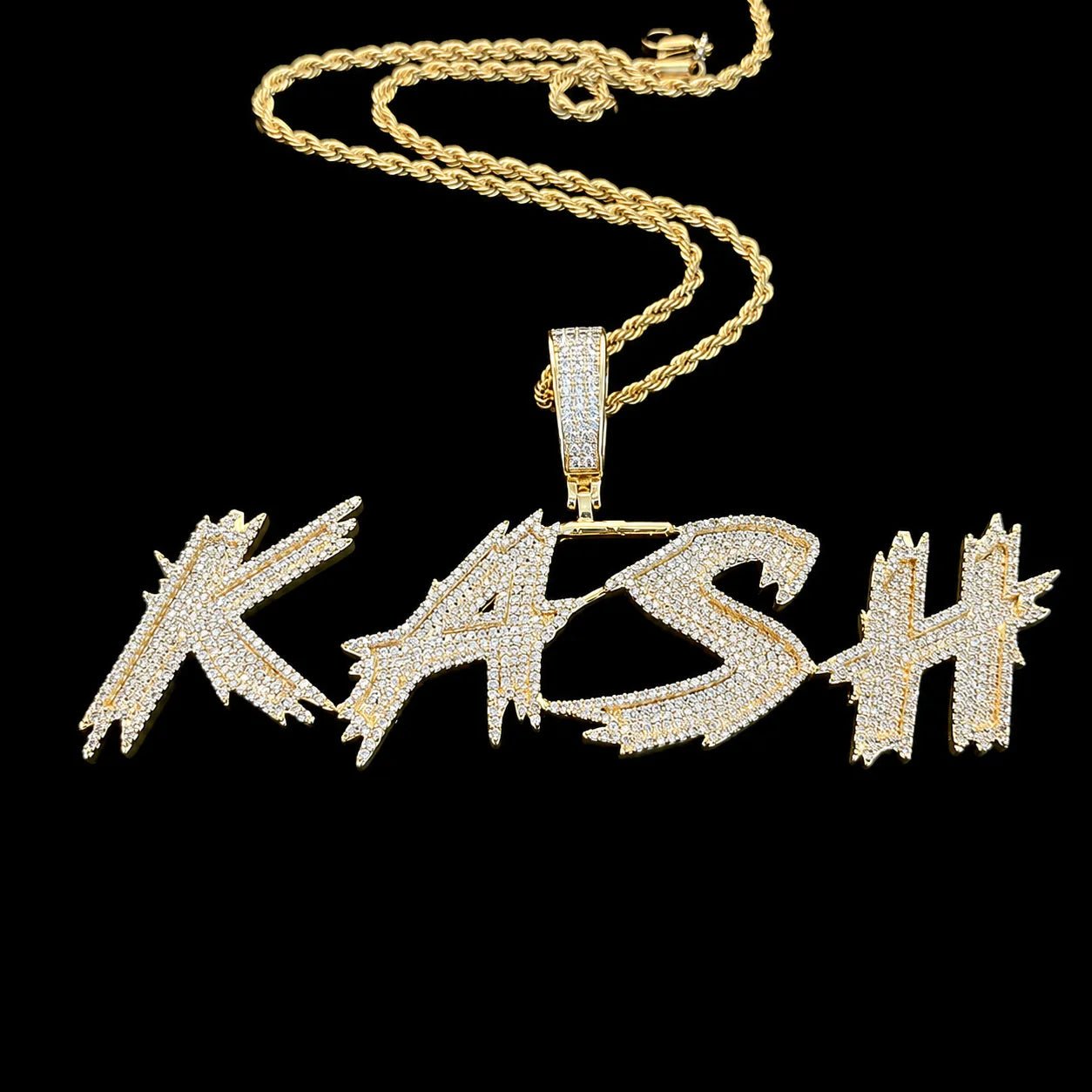 Custom Diamond - Set Spiked Letter Pendant - TONGSHOP / Length:16 / Length:18