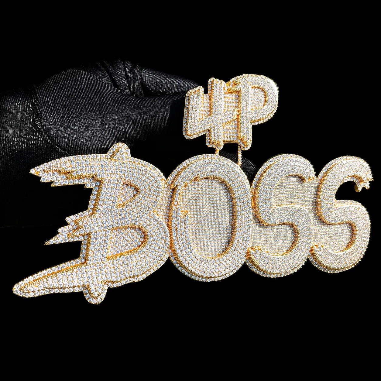 Custom Double - Row Diamond - Set Oversized Letter Pendant - TONGSHOP / Length:16 / Length:18