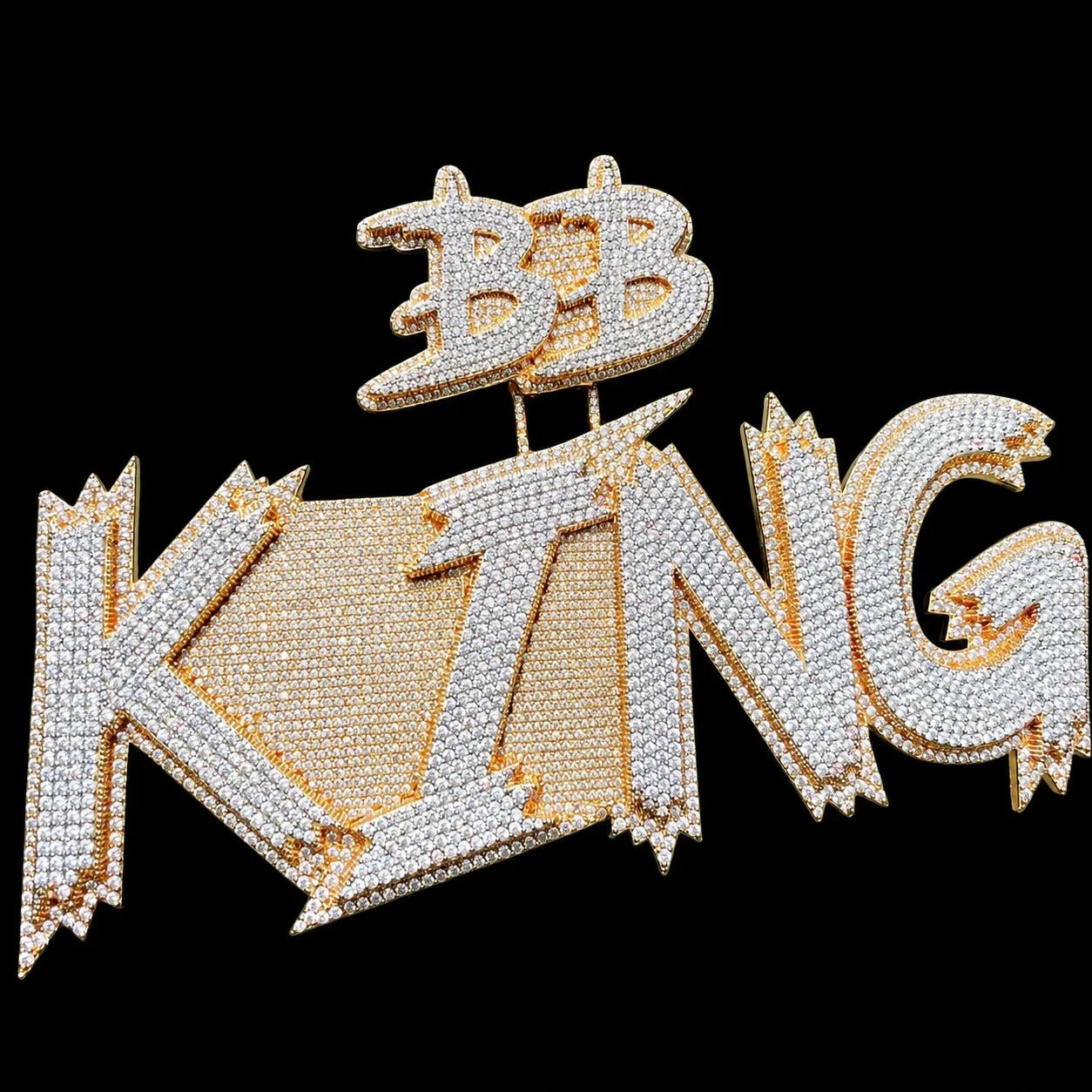 Custom Double - Row Diamond - Set Oversized Letter Pendant - TONGSHOP / Length:16 / Length:18