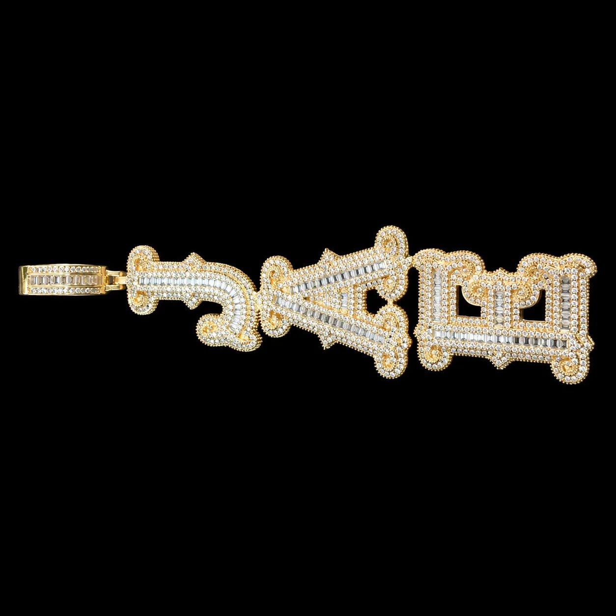 Custom Gothic Letter Name Iced - Out Pendant - TONGSHOP / Length:16 / Length:18