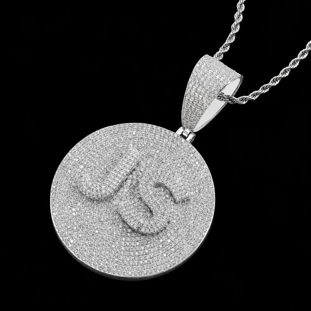 Custom Iced - Out 3D Letter Medium Round Pendant – 55mm - TONGSHOP / Length:16 / Length:18