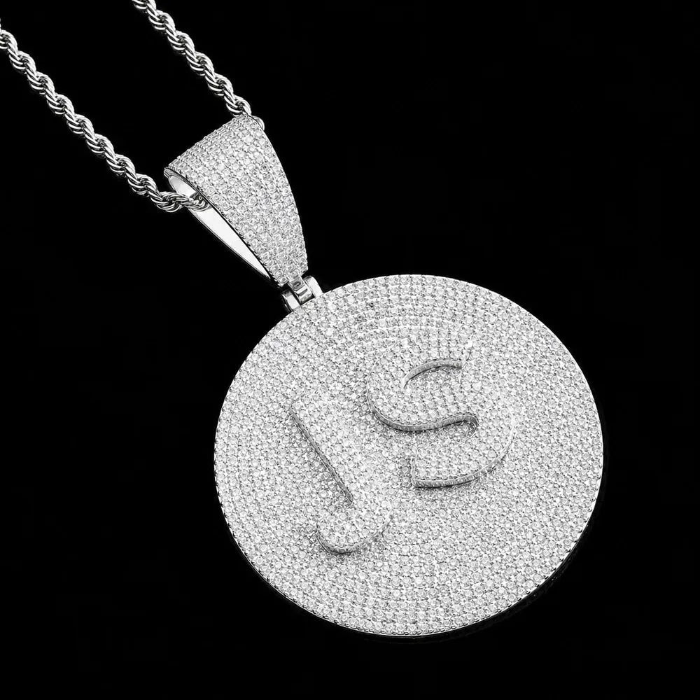 Custom Iced - Out 3D Letter Medium Round Pendant – 55mm - TONGSHOP / Length:16 / Length:18