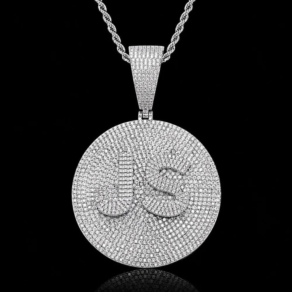 Custom Iced - Out 3D Letter Medium Round Pendant – 55mm - TONGSHOP / Length:16 / Length:18