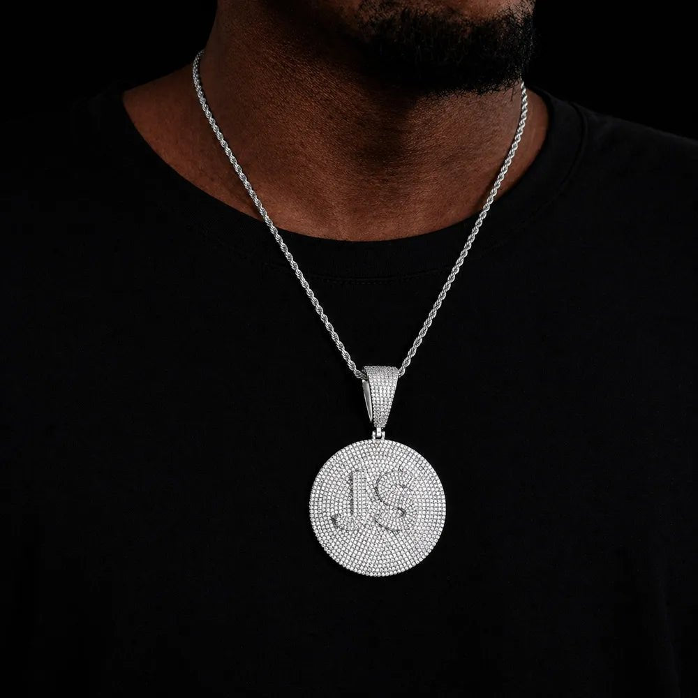 Custom Iced - Out 3D Letter Medium Round Pendant – 55mm - TONGSHOP / Length:16 / Length:18
