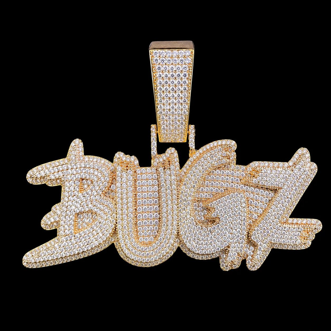 Custom Iced - Out Diamond - Encrusted Bold Letter Pendant - TONGSHOP / Length:16 / Length:18