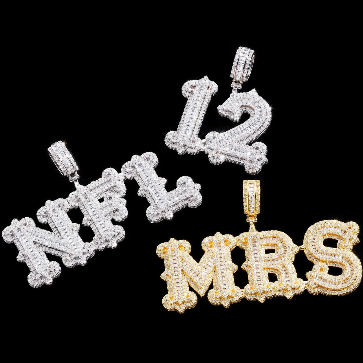Custom Iced - Out Diamond Letter Name Pendant - TONGSHOP / Length:16 / Length:18