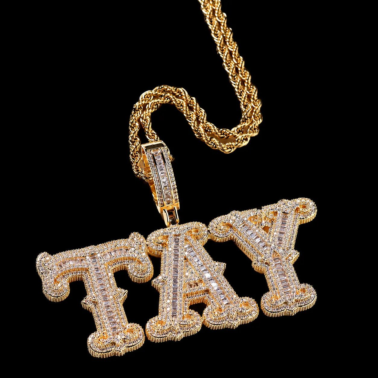 Custom Iced - Out Diamond Letter Name Pendant - TONGSHOP / Length:16 / Length:18