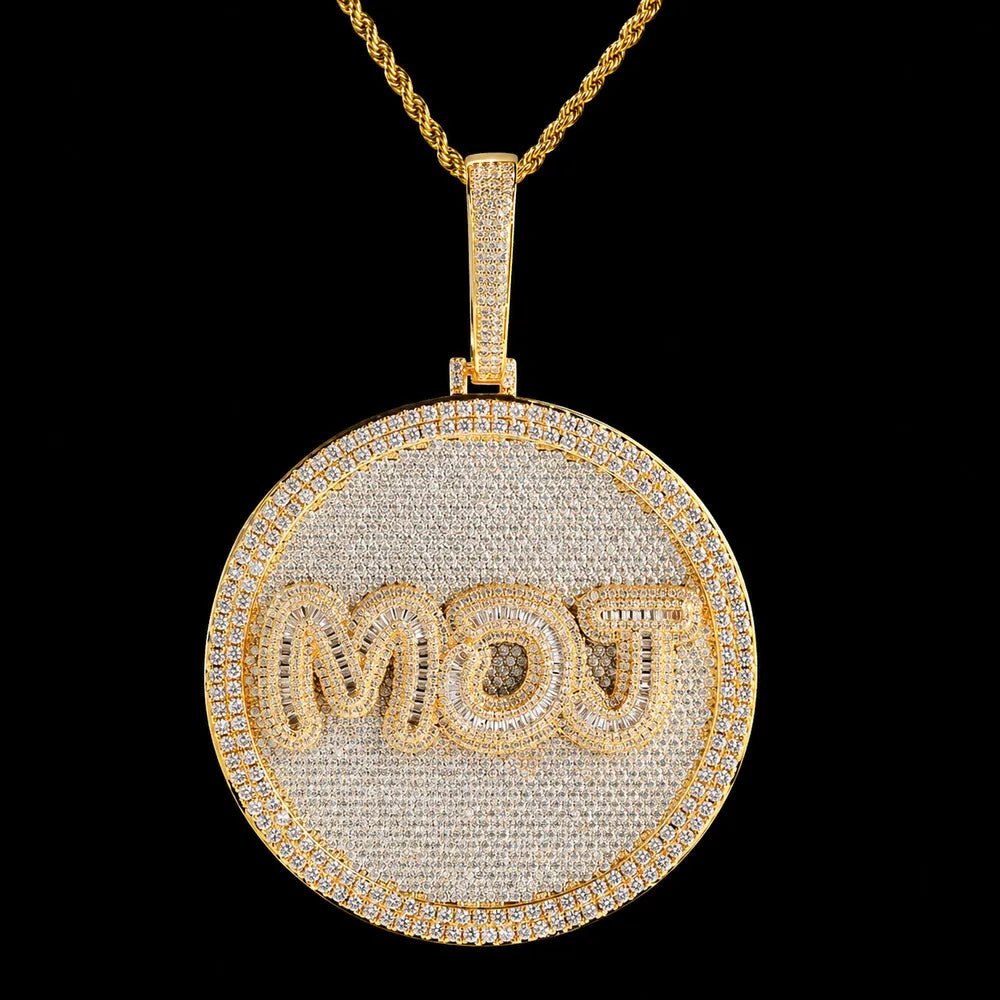 Custom Iced - Out Diamond - Set Large Disc Pendant - 80mm - TONGSHOP / Length:16 / Length:18