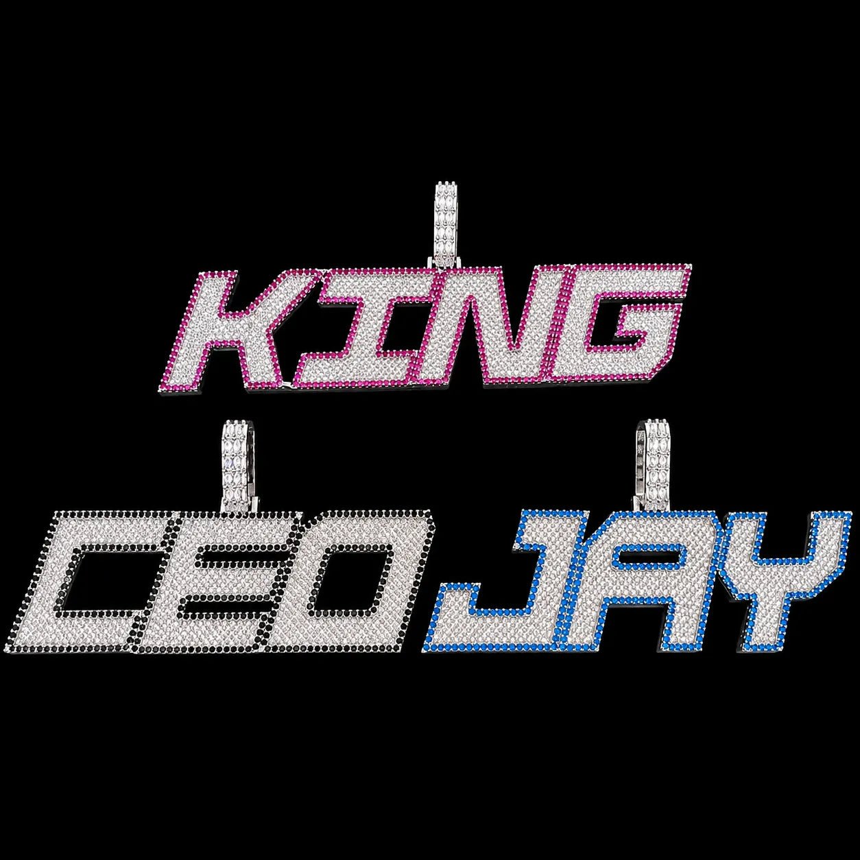 Custom Large Iced - Out Letter Name Pendant - TONGSHOP / Length:16 / Length:18