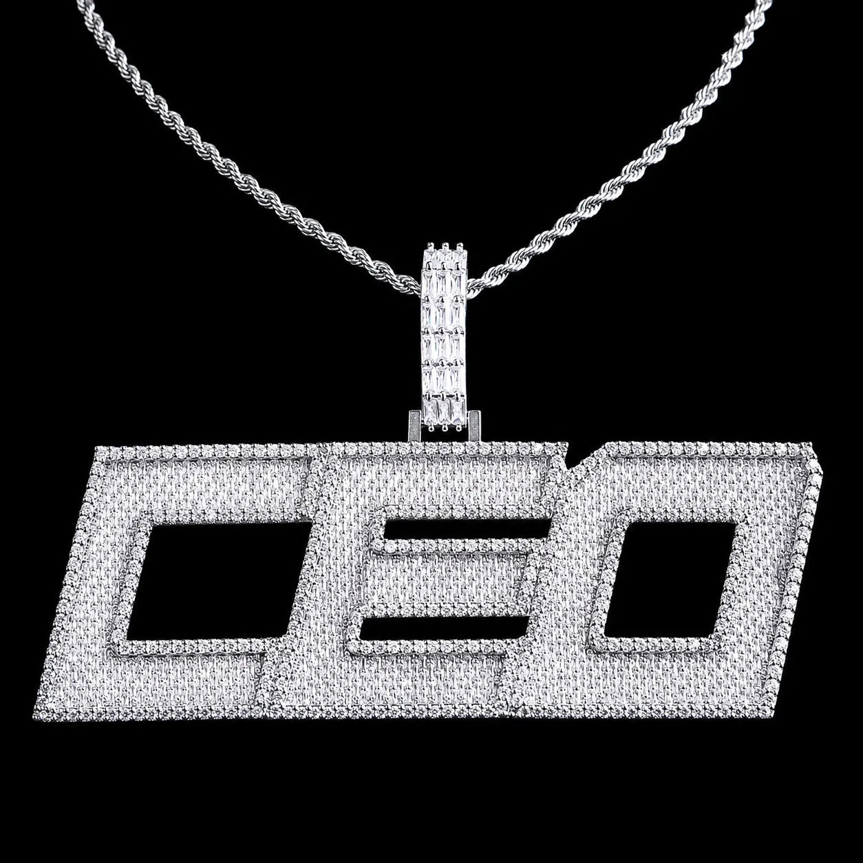 Custom Large Iced - Out Letter Name Pendant - TONGSHOP / Length:16 / Length:18