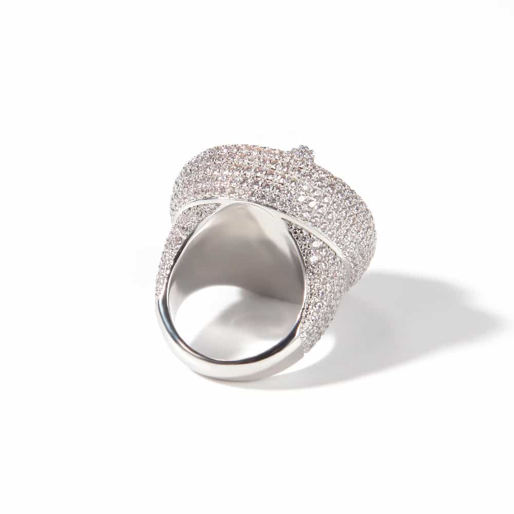 Custom Rotatable Letter Micro Pave Diamond Ring in 18K Gold - TONGSHOP