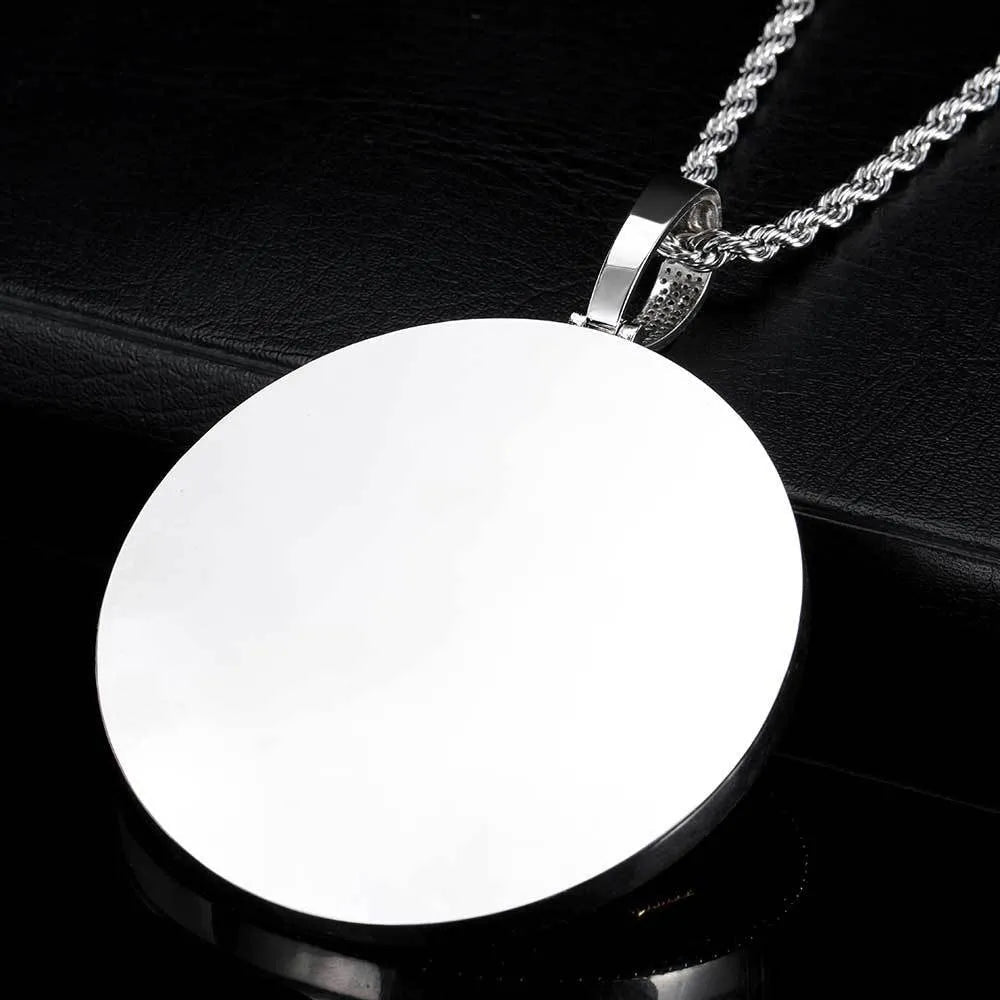 Custom Rotating 3D Iced - Out Letter Large Disc Pendant – 80mm - TONGSHOP / Length:16 / Length:18