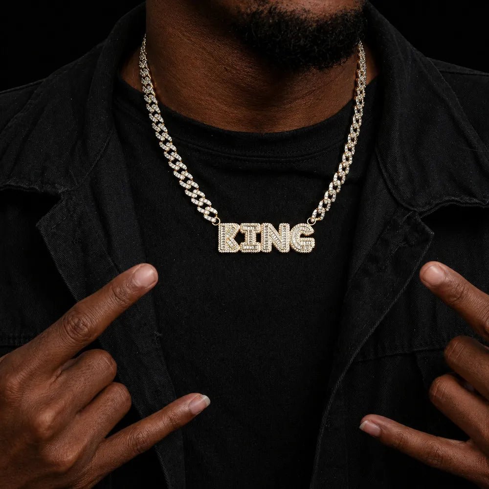 Custom Spliced - Letter Iced Cuban Chain in Rose Gold - 9mm - TONGSHOP / Length:16 / Length:18