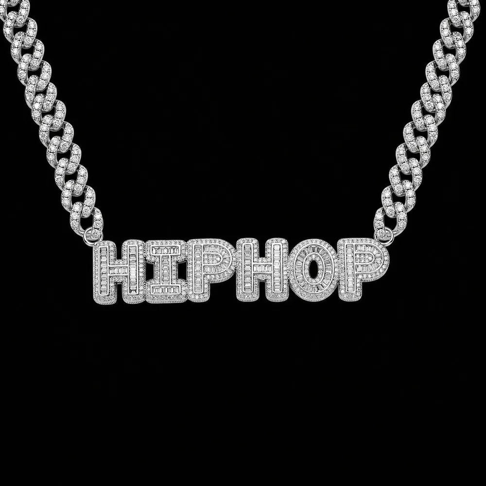 Custom Spliced - Letter Iced Cuban Chain in Rose Gold - 9mm - TONGSHOP / Length:16 / Length:18