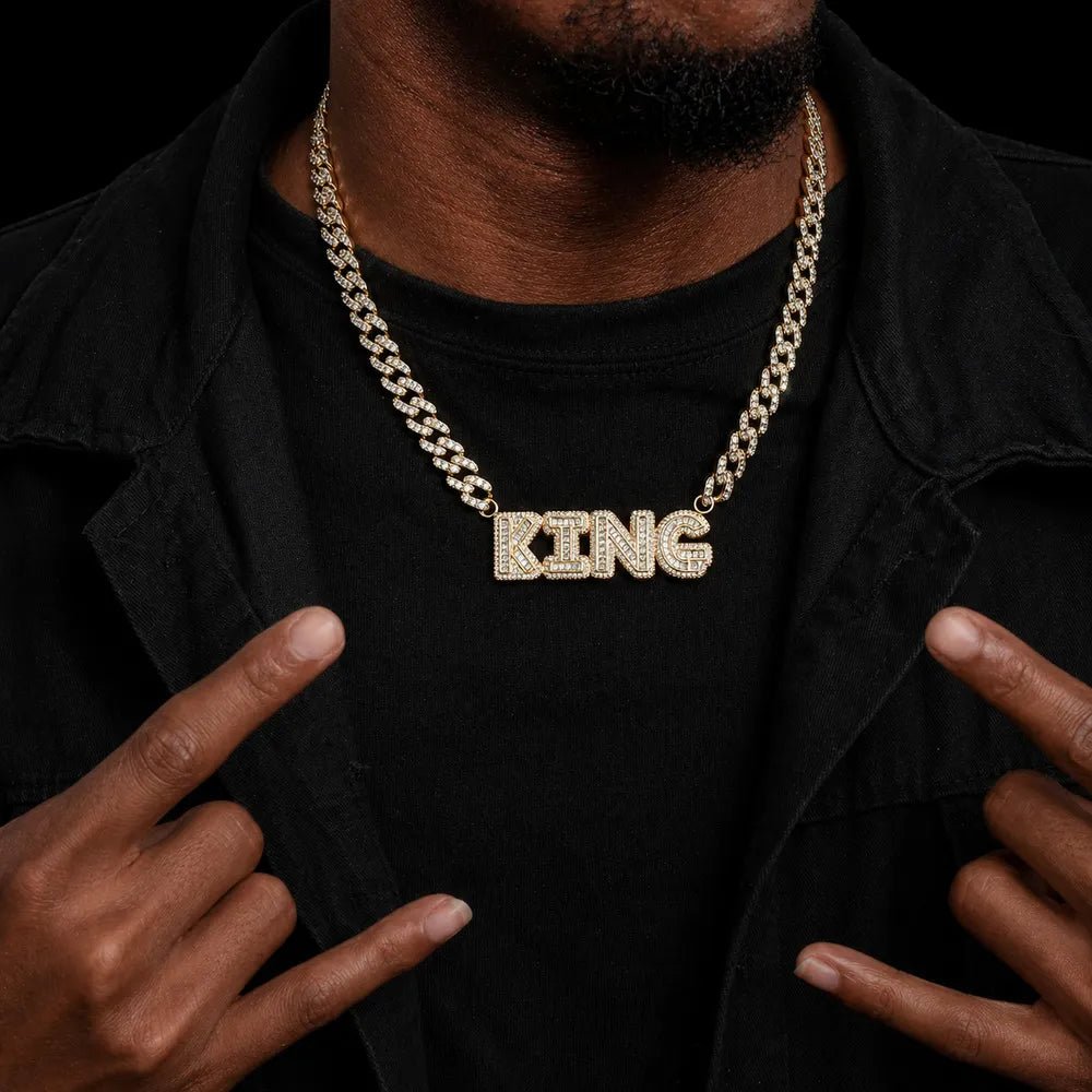 Custom Spliced - Letter Iced Cuban Chain in Rose Gold - 9mm - TONGSHOP / Length:16 / Length:18