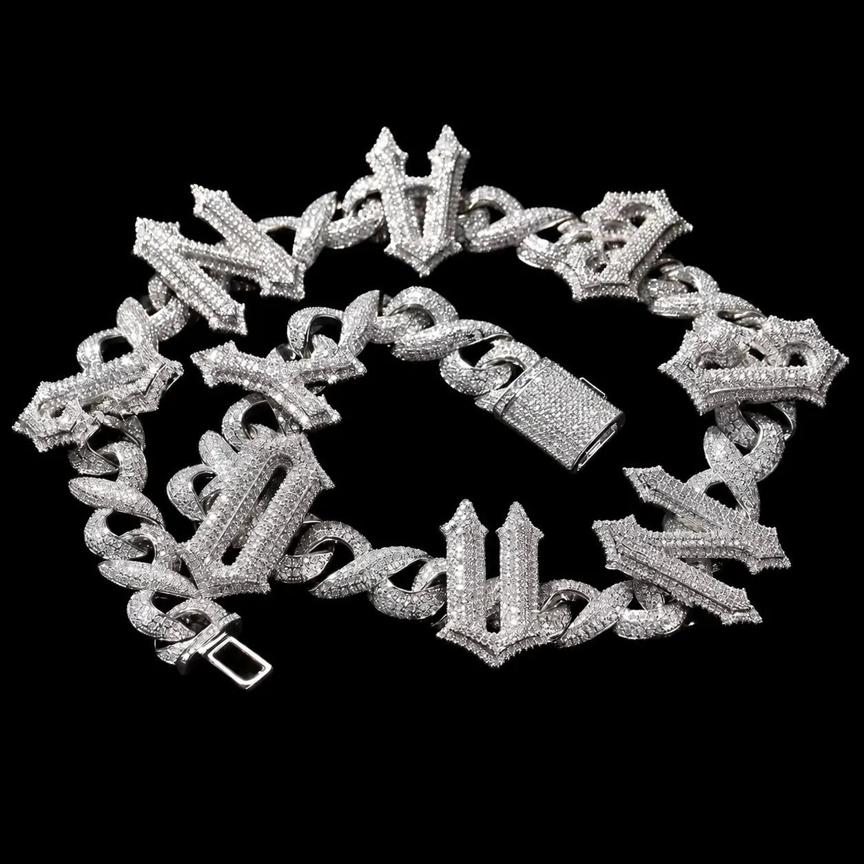 Custom Thorn - Spiked Letter Iced - Out Cuban Chain - 15mm - TONGSHOP / Length:16 / Length:18
