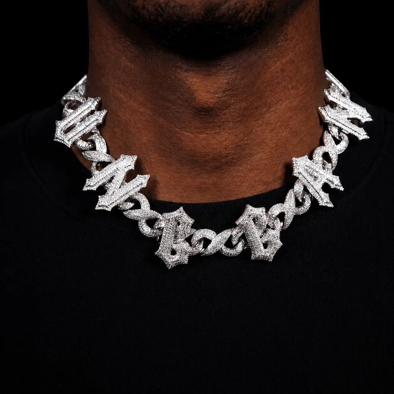 Custom Thorn - Spiked Letter Iced - Out Cuban Chain - 15mm - TONGSHOP / Length:16 / Length:18