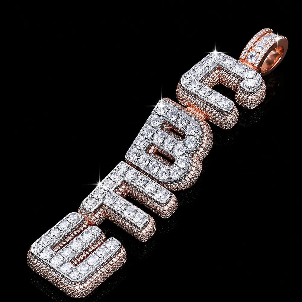 Custom Vertical Diamond - Set Letter Pendant - TONGSHOP / Length:16 / Length:18