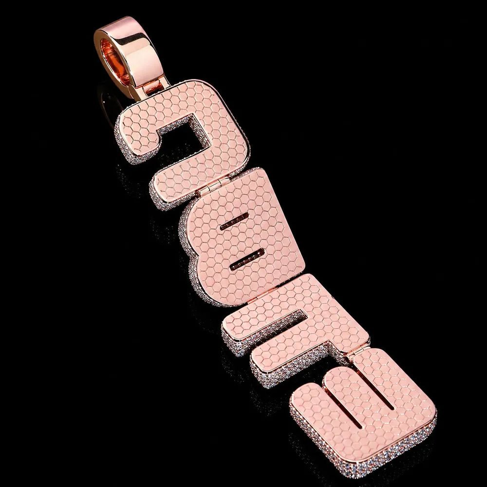 Custom Vertical Diamond - Set Letter Pendant - TONGSHOP / Length:16 / Length:18