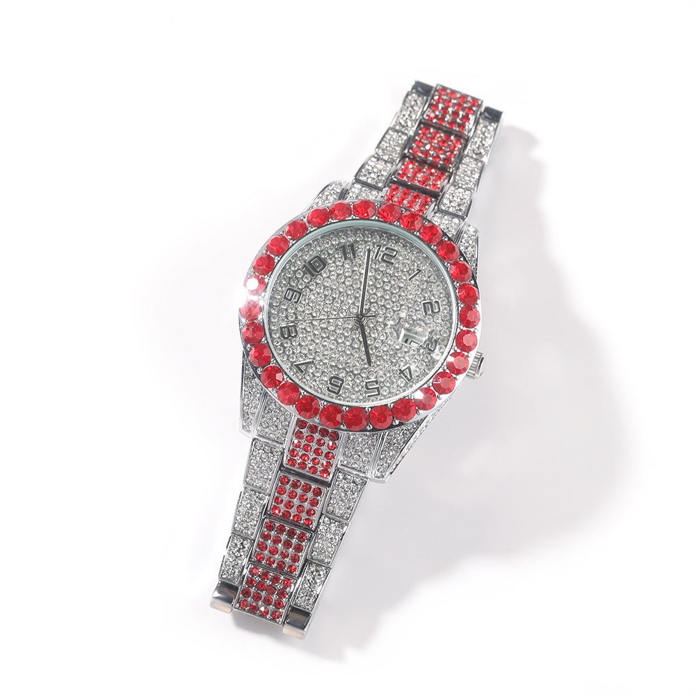 Diamond - Encrusted Red Fashion Ice Watch - TONGSHOP