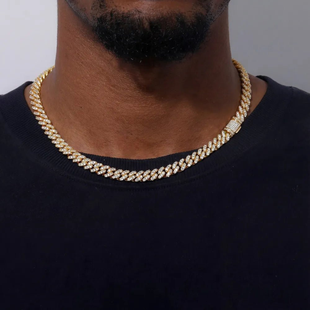 Diamond Prong Iced Cuban Link Chain - 8mm - TONGSHOP / Length:16 / Length:18