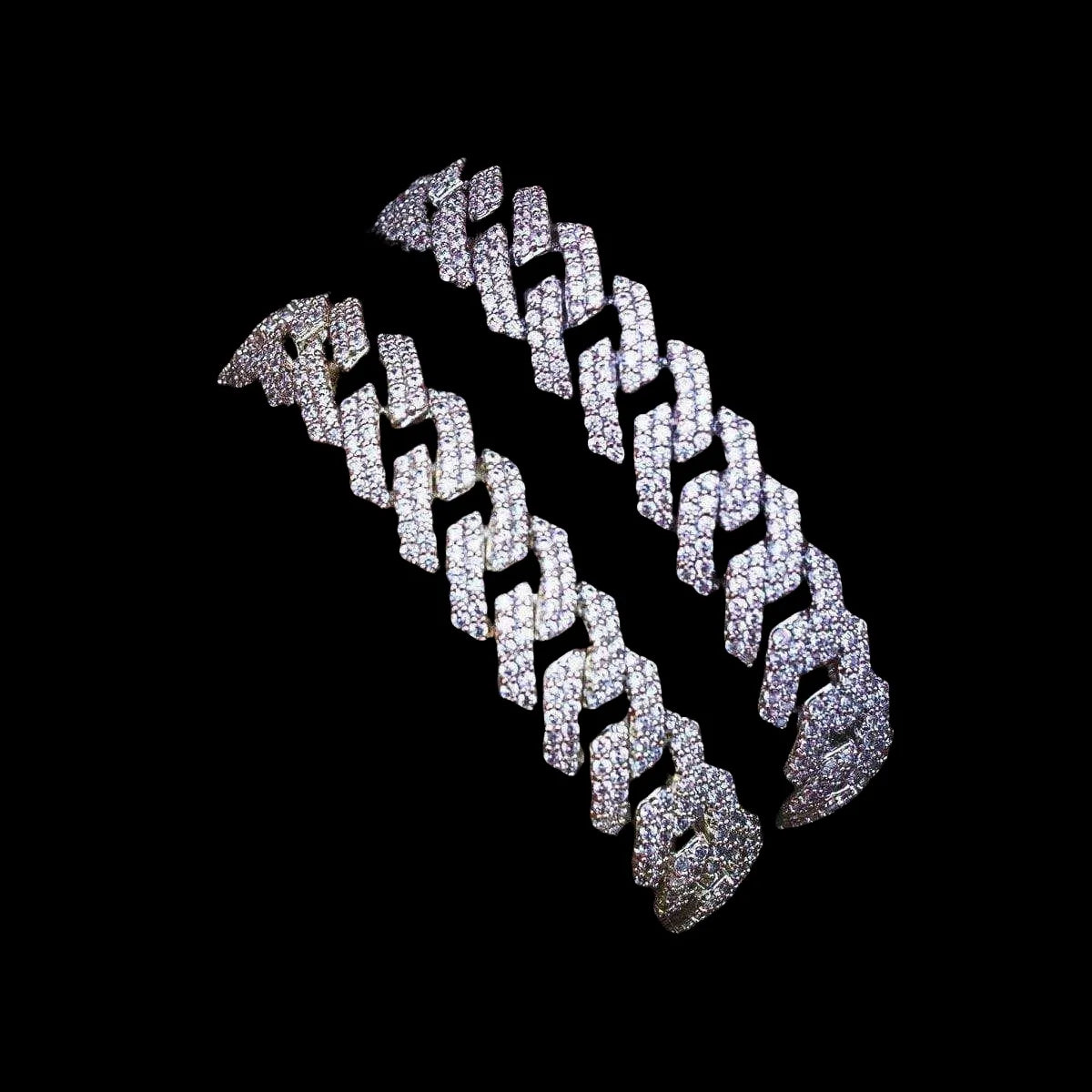 Diamond Prong Link Bracelet in White Gold - 12mm