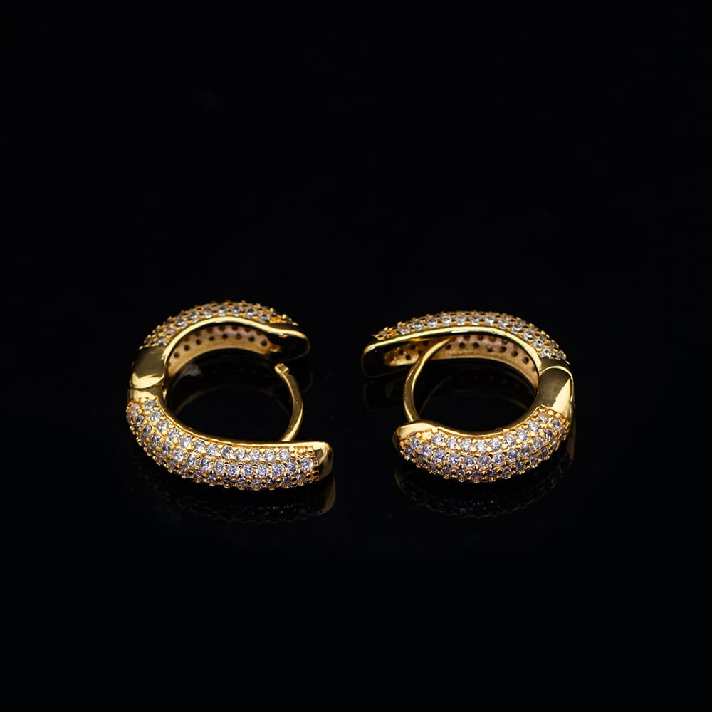 Diamond - Set Half Circle Hoop Earrings - TONGSHOP