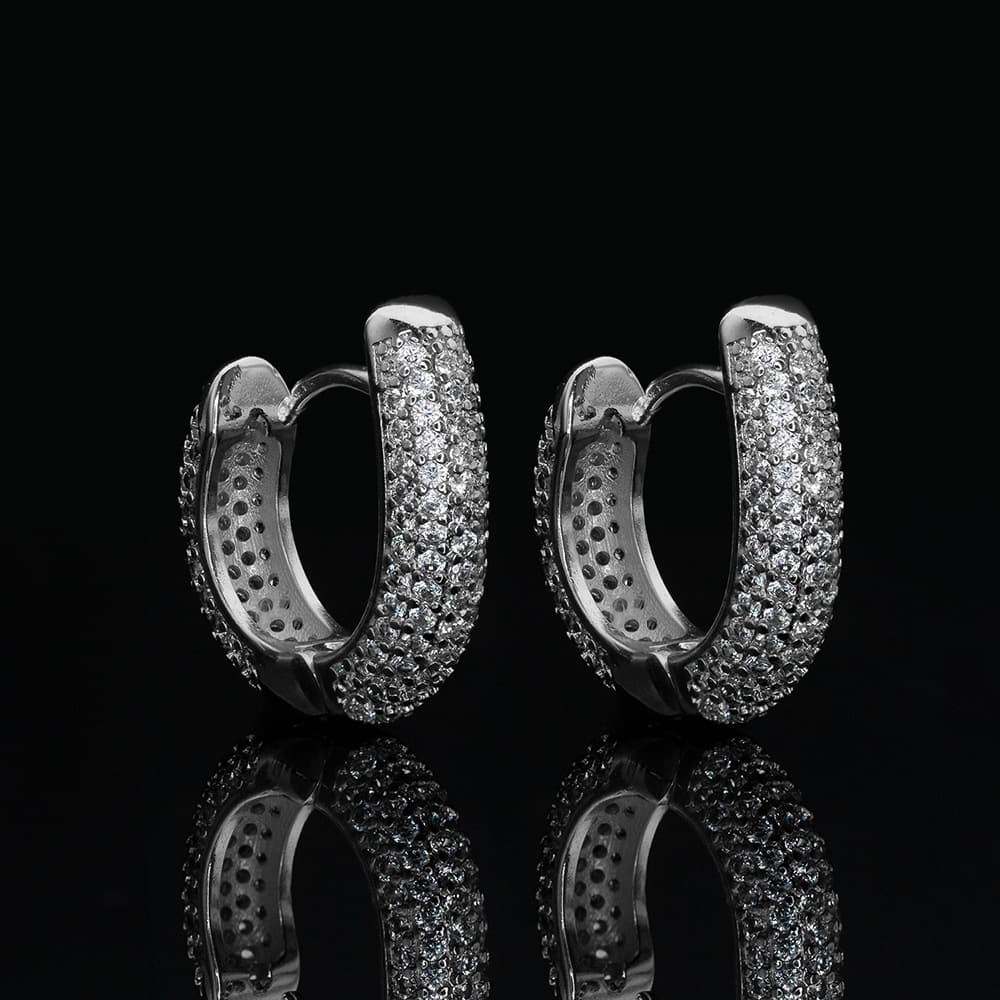 Diamond - Set Half Circle Hoop Earrings - TONGSHOP
