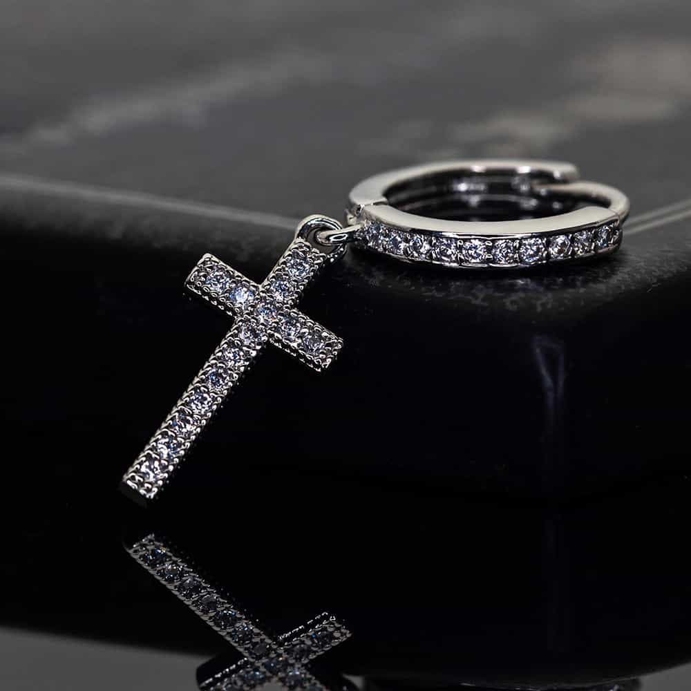 Diamond - Set Round Cross Ear Cuff Earrings - TONGSHOP