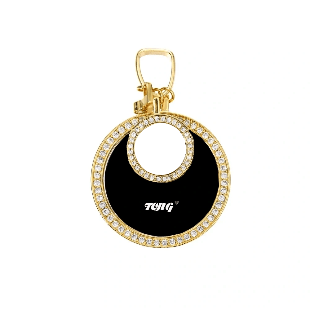 Double Photo Memory Custom Photo Size Round Pendant - 40mm - TONGSHOP / Length:16 / Length:18