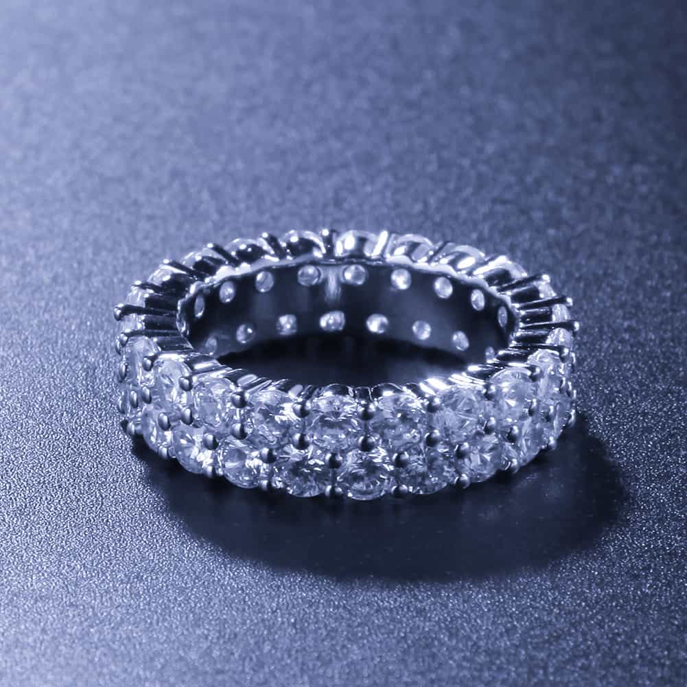 Double Row Diamond Encrusted Hip - Hop Ring - TONGSHOP