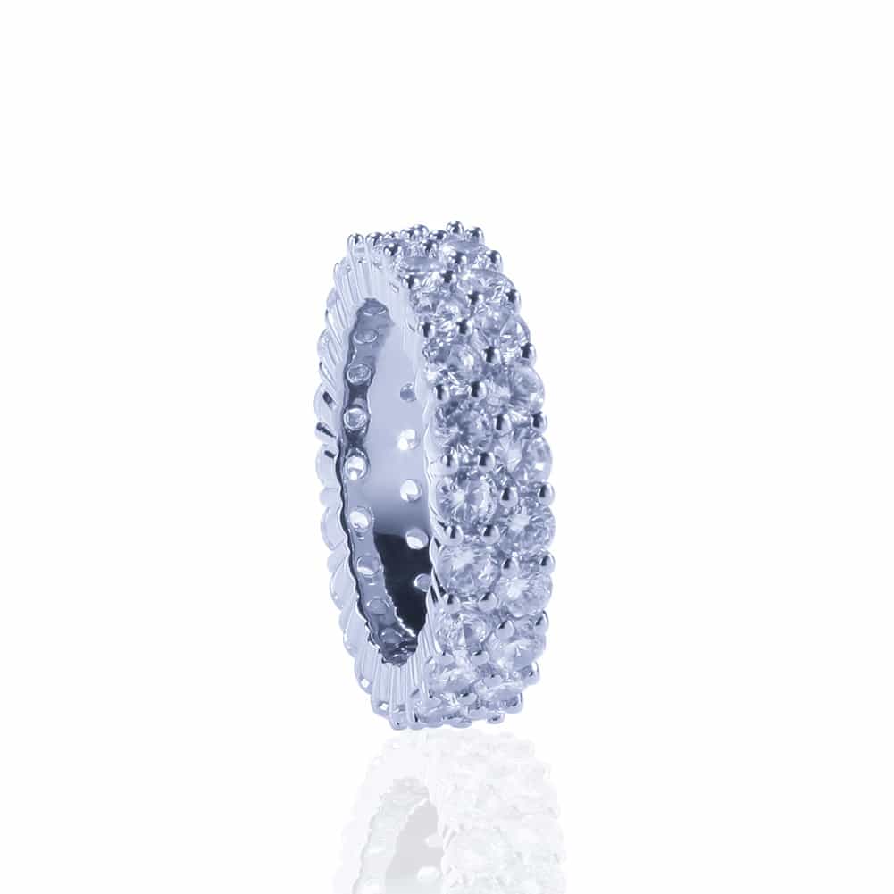 Double Row Diamond Encrusted Hip - Hop Ring - TONGSHOP