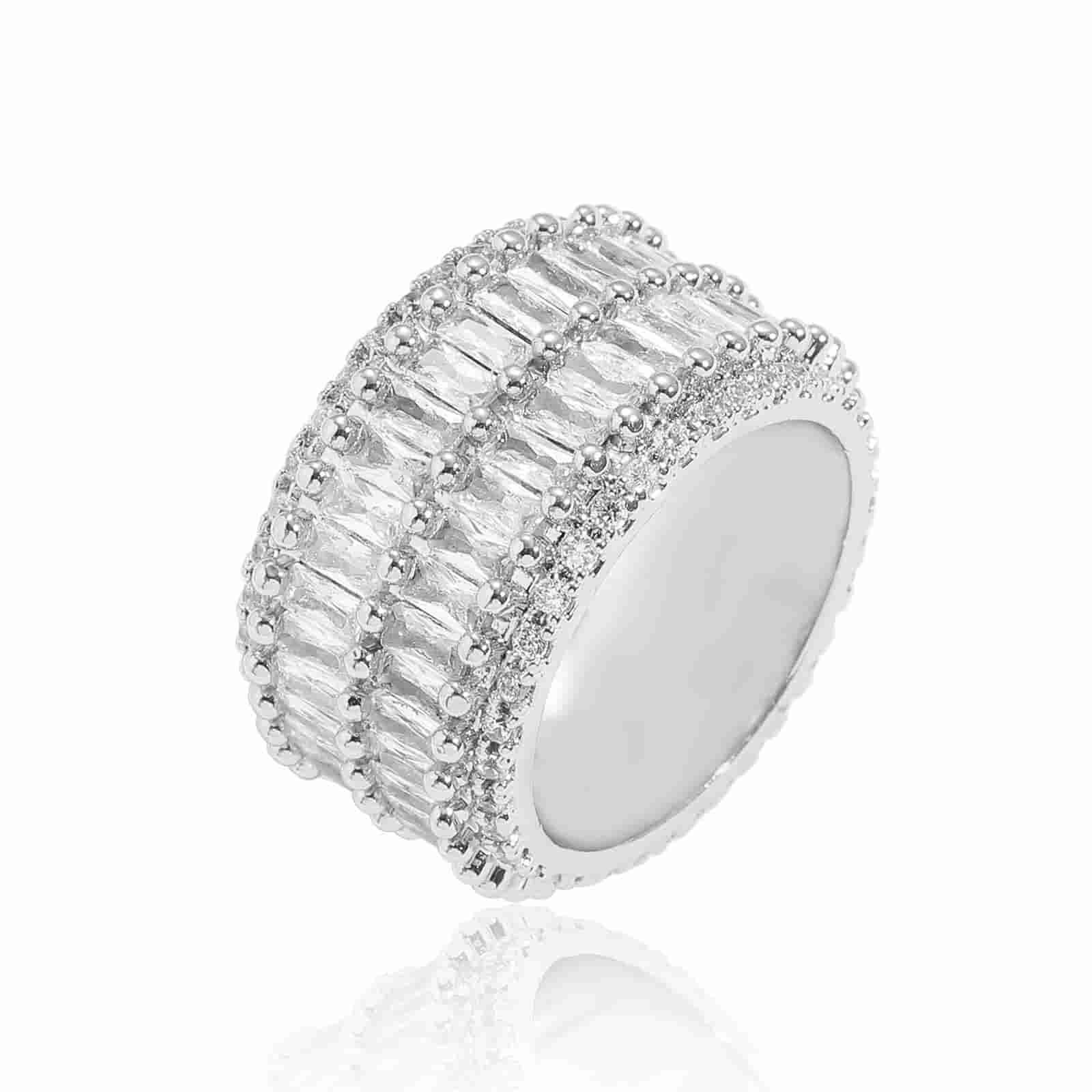 Double Row T - Shaped Diamond Ring - TONGSHOP