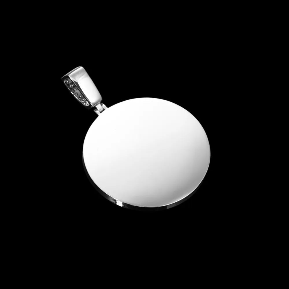 Elegant Classic Memory Custom Photo Round Pendant in Yellow Gold - 38mm - TONGSHOP / Length:16 / Length:18