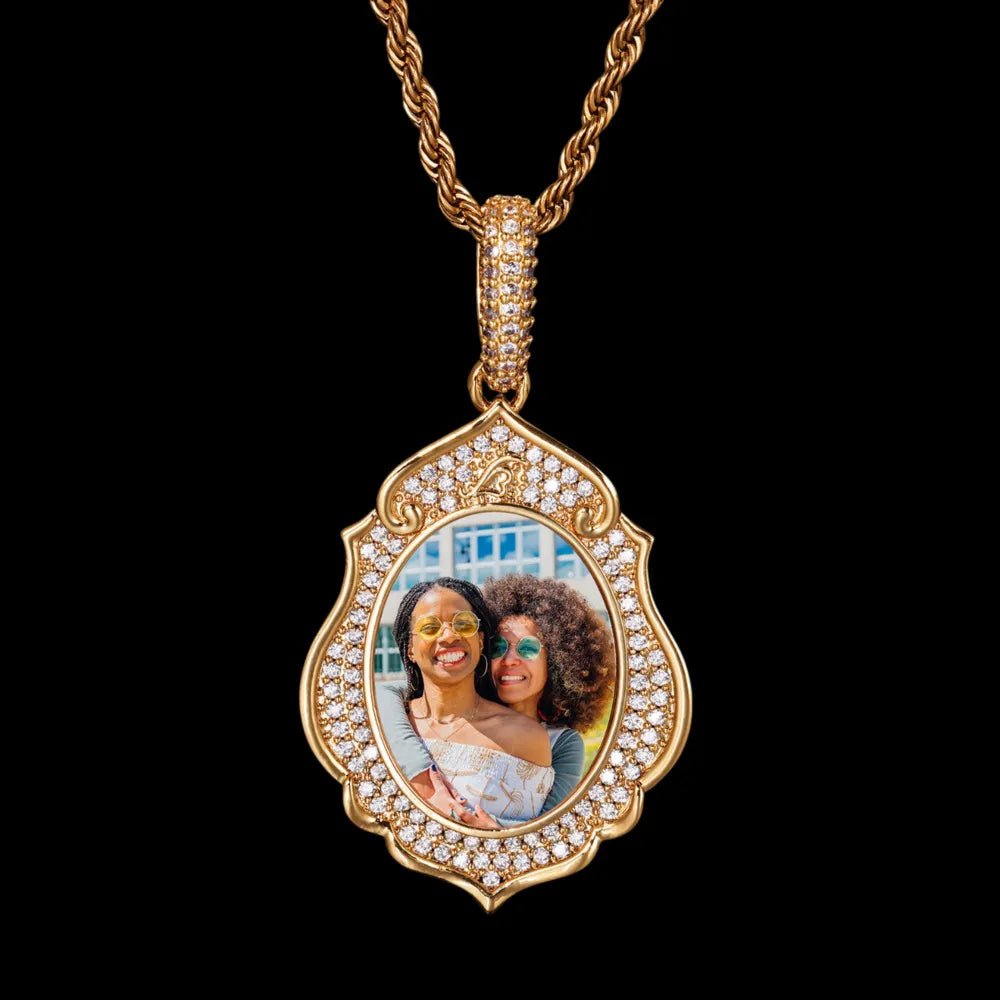 Elegant Classical Memory Photo Oval Pendant - 33mm - TONGSHOP / Length:16 / Length:18