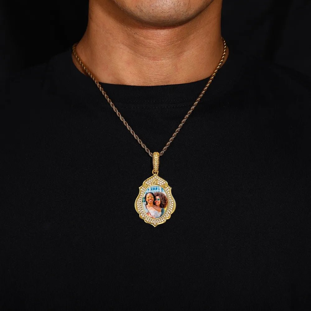 Elegant Classical Memory Photo Oval Pendant - 33mm - TONGSHOP / Length:16 / Length:18