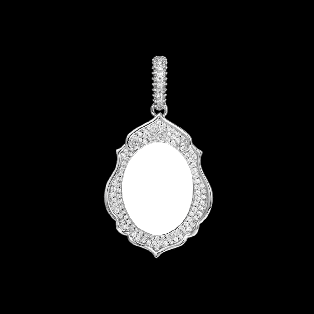 Elegant Classical Memory Photo Oval Pendant - 33mm - TONGSHOP / Length:16 / Length:18