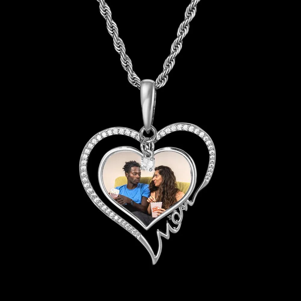 Eternal Love Heart Custom Photo Rotating Pendant - 38mm - TONGSHOP / Length:16 / Length:18
