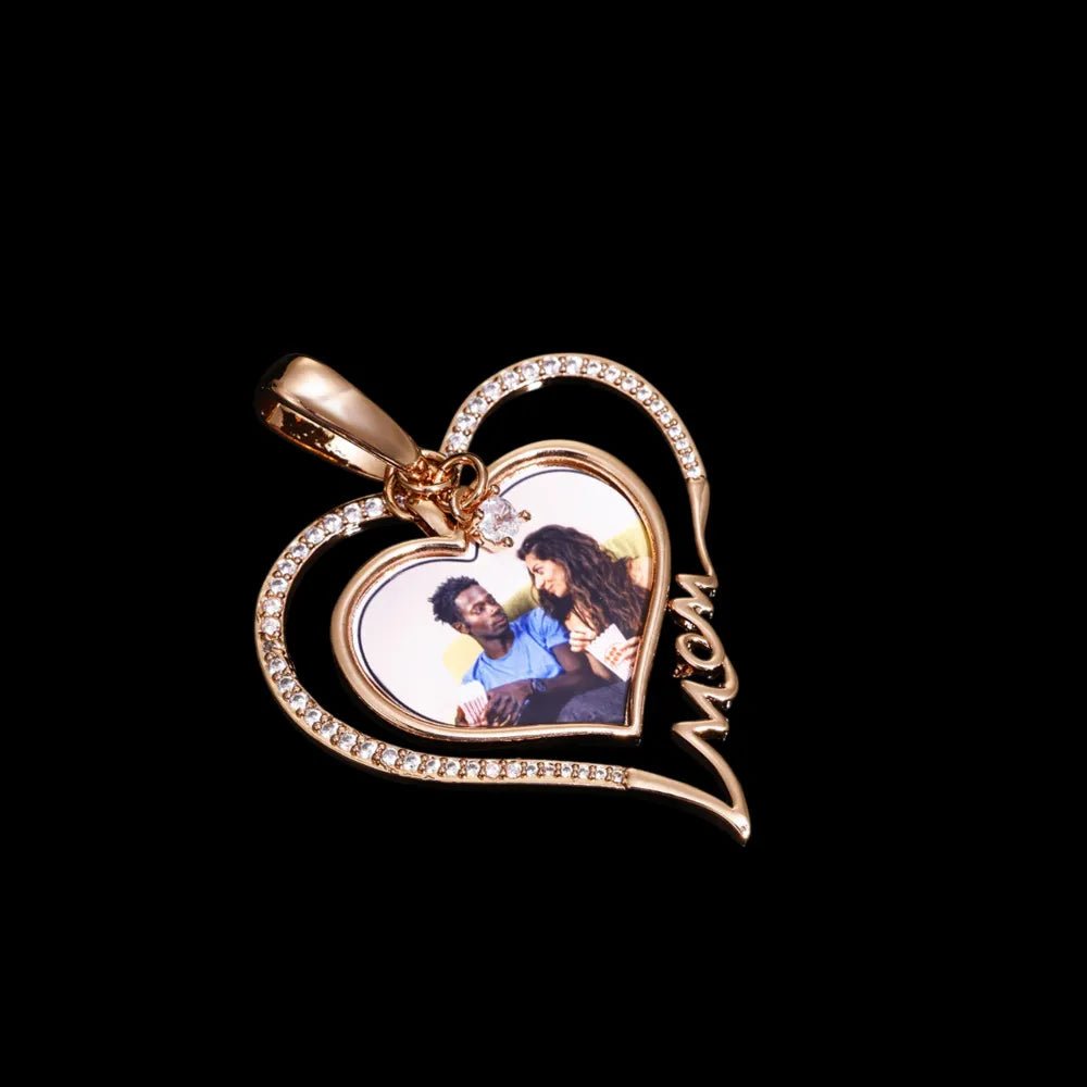 Eternal Love Heart Custom Photo Rotating Pendant - 38mm - TONGSHOP / Length:16 / Length:18