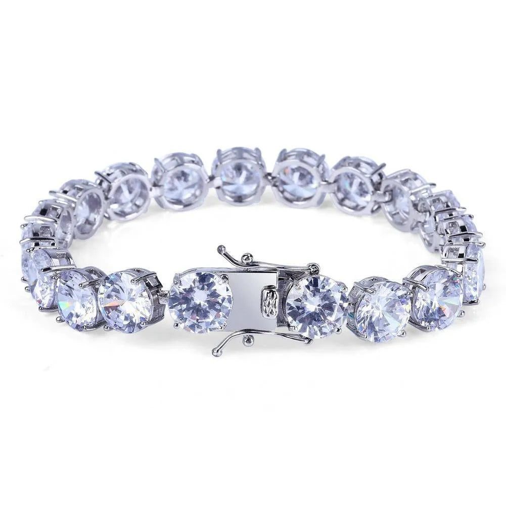 10mm Hip Hop CZ BlingBling Silver Tennis Bracelet