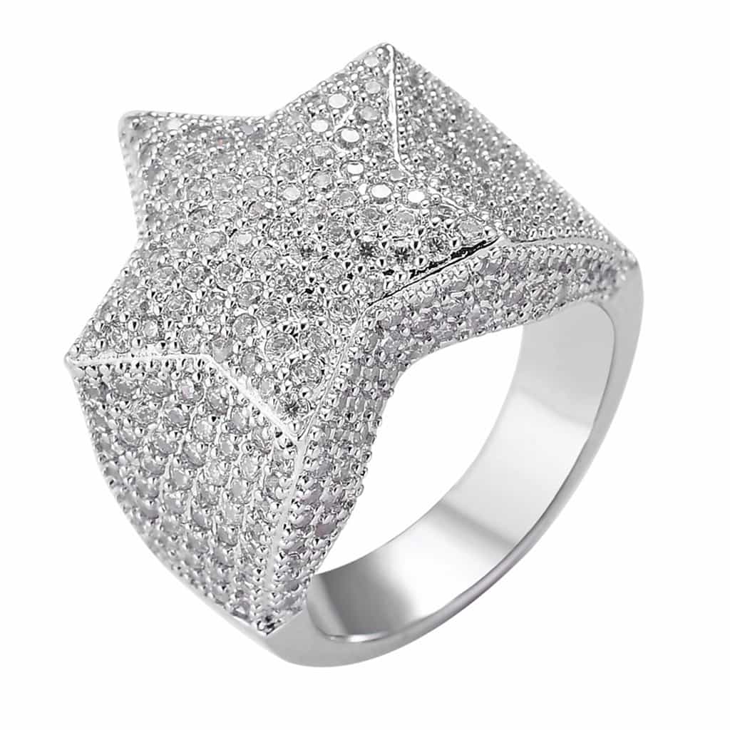Five - Pointed Star Full Diamond Ring for Hip - Hop Men - TONGSHOP