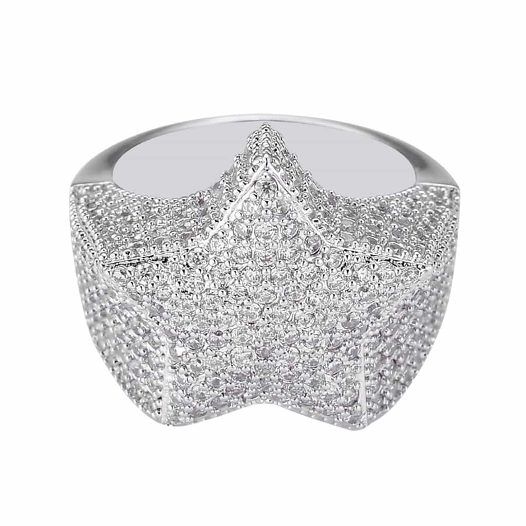 Five - Pointed Star Full Diamond Ring for Hip - Hop Men - TONGSHOP