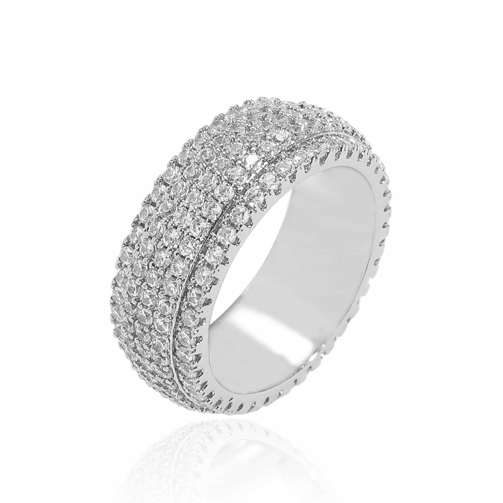 Five - Row Full Diamond Hip - hop Ring - TONGSHOP