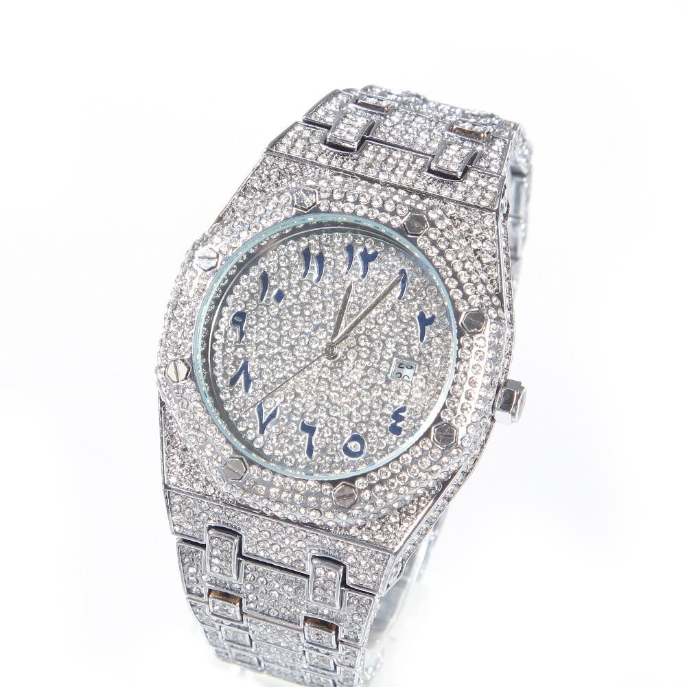 Full Diamond Arabic Watch Hip Hop Fashion Dial Quartz - TONGSHOP