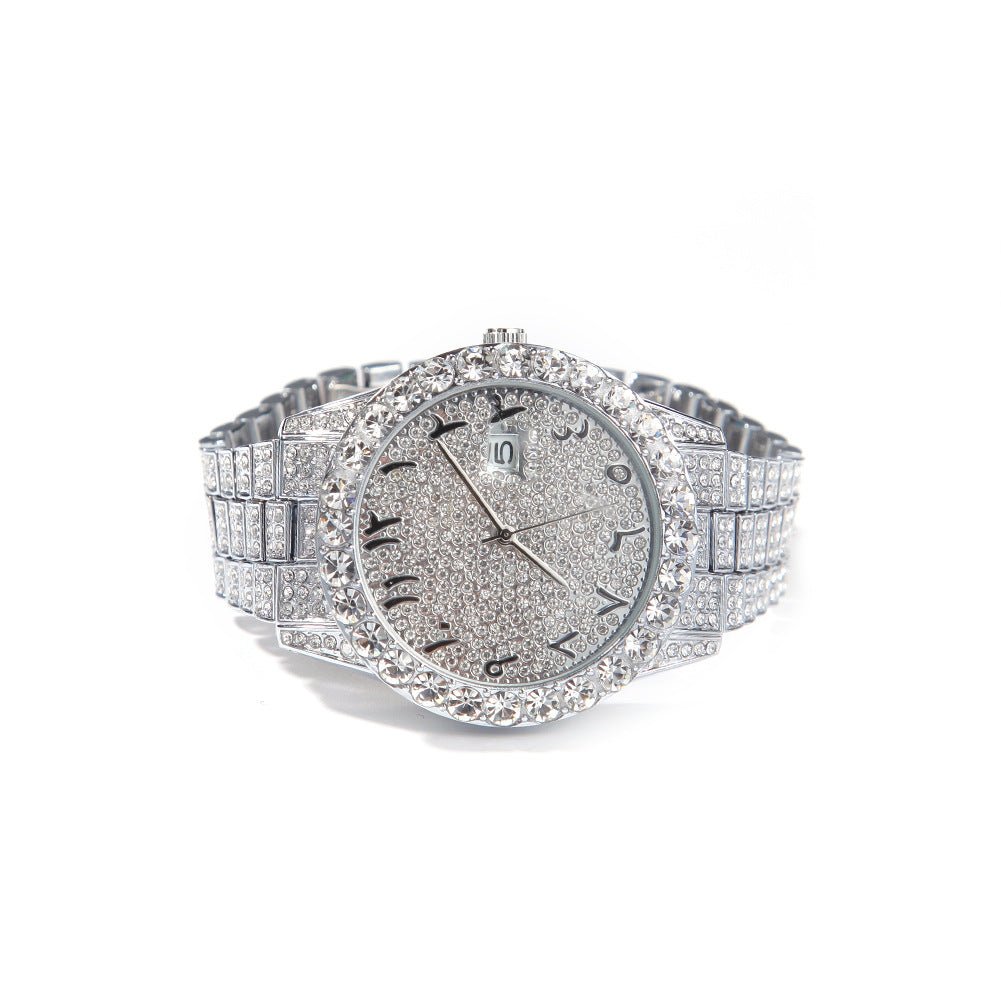 Full Diamond British Floral Digital Watch - TONGSHOP