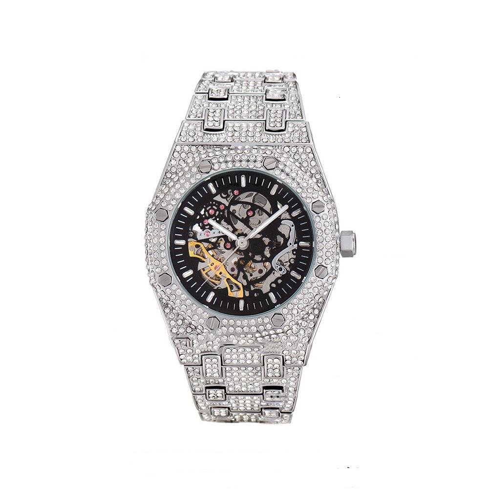 Full Diamond Hollow Bottom Mechanical Watch - TONGSHOP